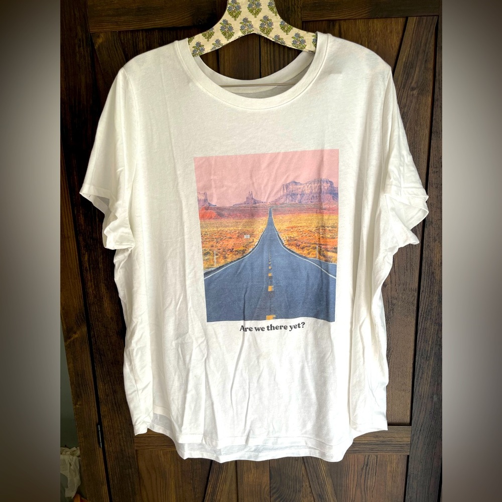 Old Navy 2X Plus Size Graphic Tee Are We There Yet?